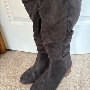 Kohl's Gray Over the Knee Boots Suede Comfort